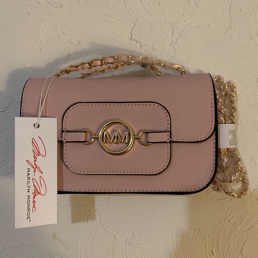 Marilyn Monroe Blush Crossbody Bag with Blush & Gold Chain